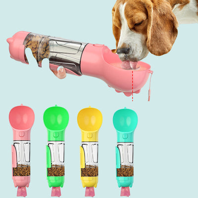 300 500ml Portable Multifunction Dog Water Bottle Food Feeder For Big Dogs 3 In 1 Poop Dispenser Puppy Pet Travel Drinking Bowls